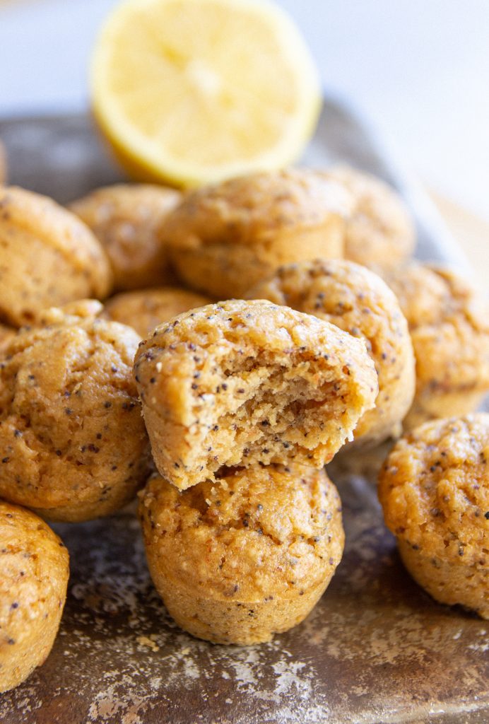 mini vegan lemon muffins for vegan snacks for kids