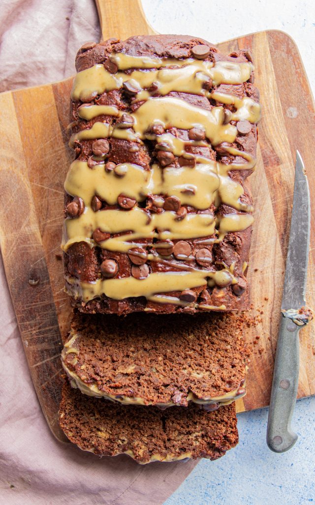 vegan chocolate peanut butter banana bread