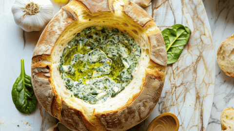 amazing vegan spinach cob loaf