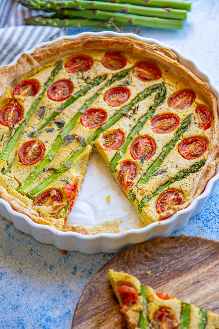 Vegan Spring Asparagus Chickpea Quiche (Soy-free)