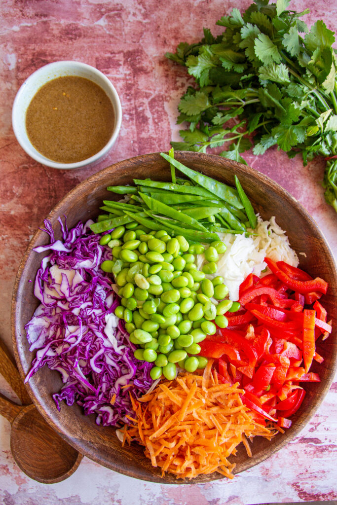 rainbow asian slaw salad vegan healthy recipe