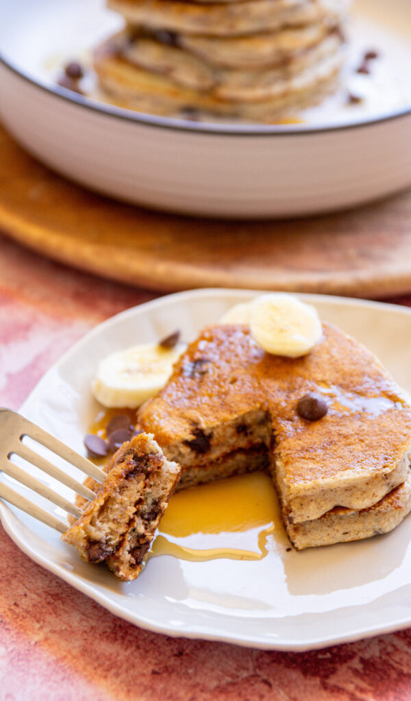 the best vegan pancakes with chocolate chips and banana