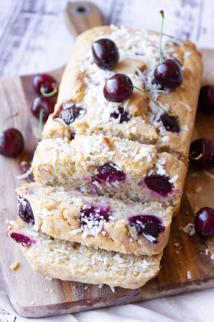 vegan cherry and coconut loaf