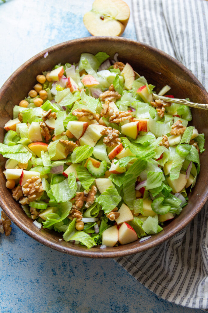 healthy waldorf salad with chickpeas and vegan