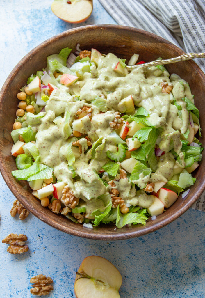 chickpea waldorf salad with celery and apple