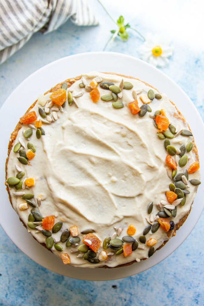 vegan carrot cake with cashew frosting