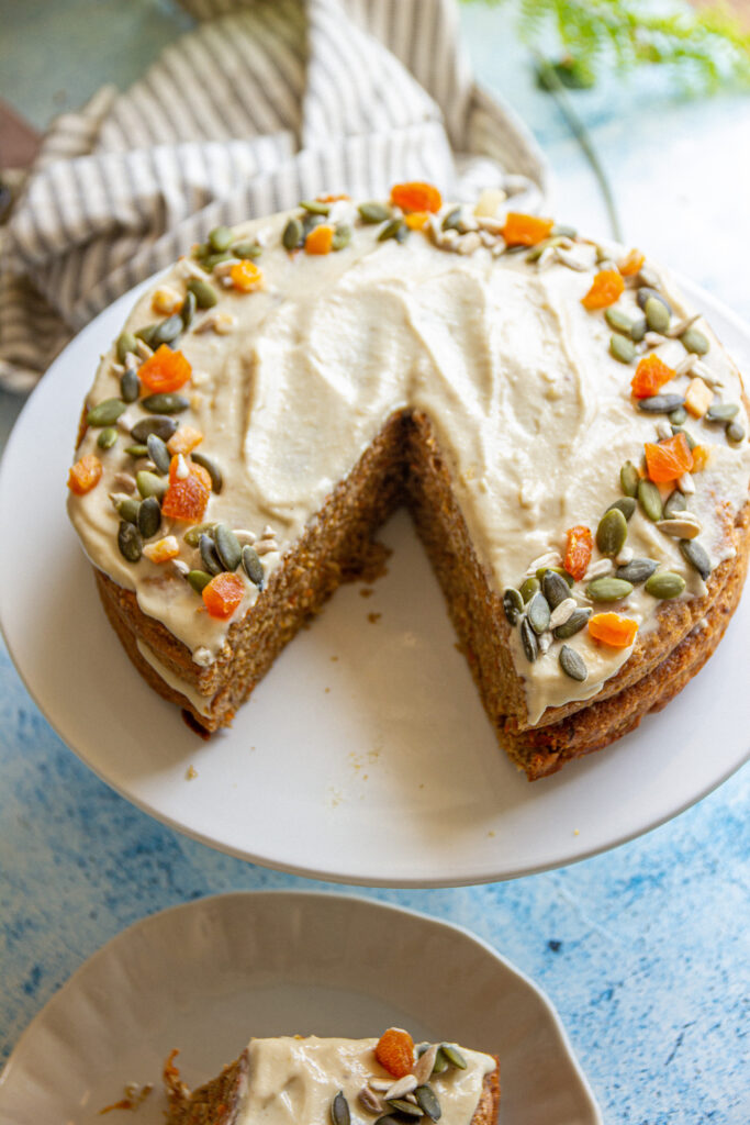 vegan carrot cake recipe healthy and oil free with cashew frosting