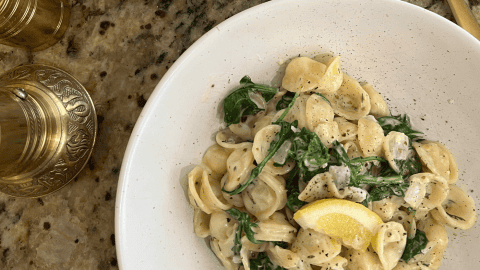 Easy Vegan Cheesy Spinach orecchiette Noodles recipe