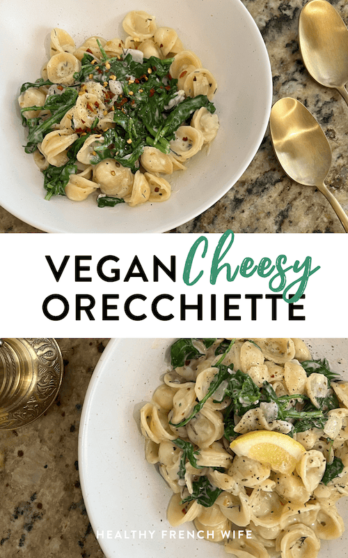 Vegan Cheesy Spinach orecchiette Noodles
