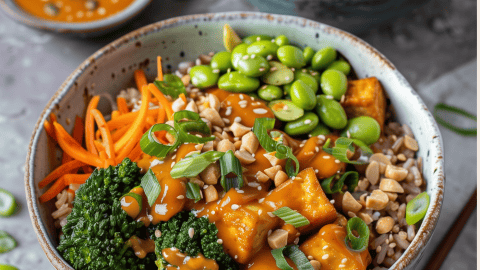 Spicy Thai Tofu Peanut Satay Bowl Recipe