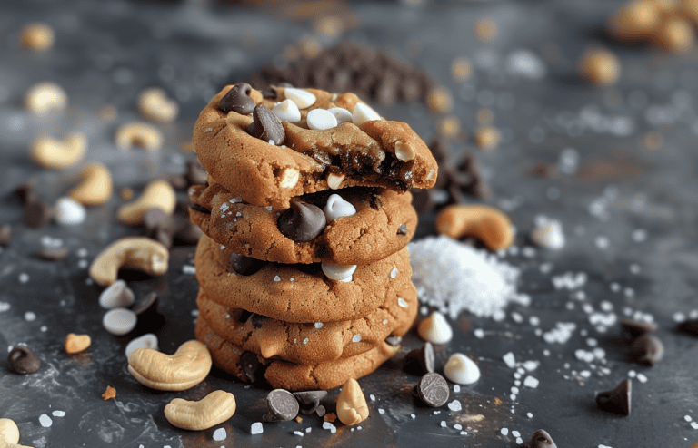 Salted Cashew Butter Cookies with Chocolate Chips