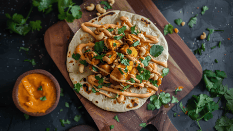 Spicy Vegan Paneer Naan Wraps recipe