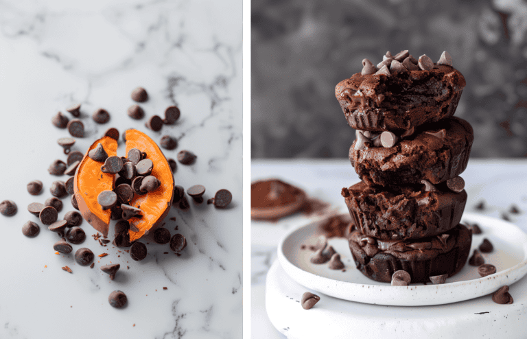 Vegan Chocolate Brownie Muffins with Hidden Sweet Potatoes