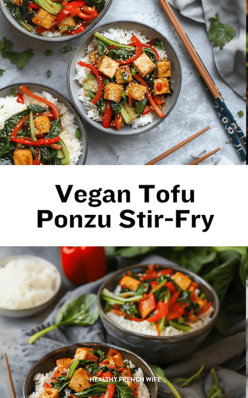 Vegan Tofu Ponzu Stir-Fry with Red Peppers and Bok Choy recipe