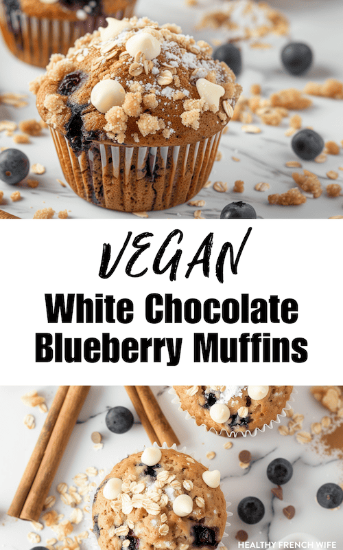 Vegan Blueberry White Chocolate Muffins With Healthy Ingredients
