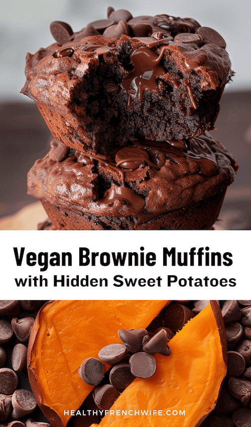 Vegan Chocolate Brownie Muffins with Hidden Sweet Potatoes