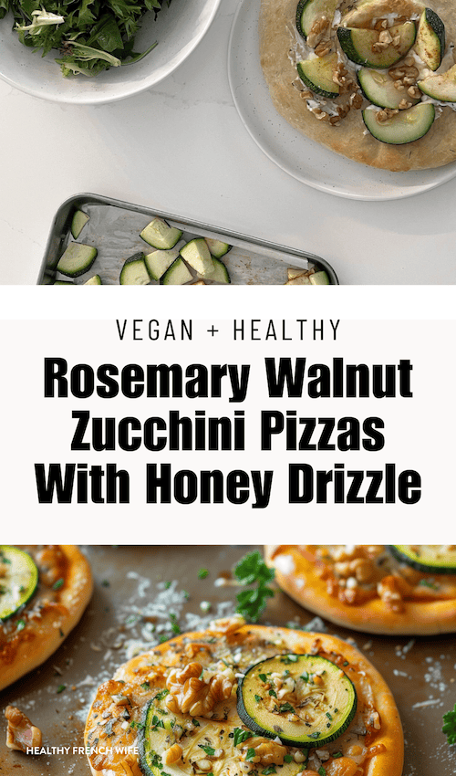 Amazing Rosemary Walnut Zucchini Pizzas with Vegan Honey Drizzle
