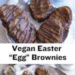 vegan easter egg-shaped brownies caramel