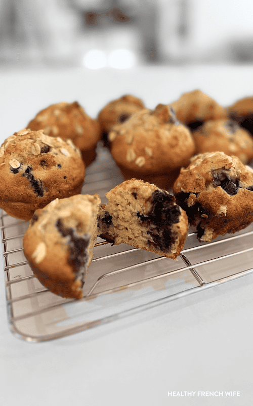 Close up of Yummy Vegan Blueberry Muffins With White Chocolate