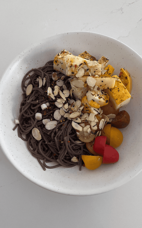 Soba Noodles with Garden Veggies and Almonds